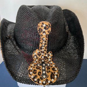 Peter Grimm Rockstar Drifter Western Hat With Guitar On Front